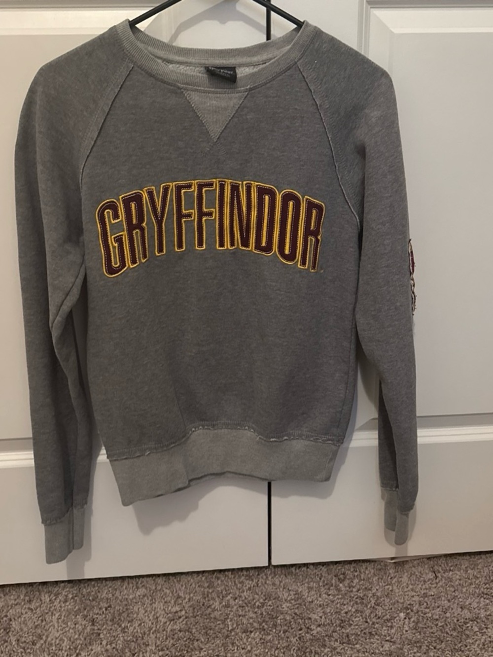 Warner Bros. Gray Gryffindor Crewneck Sweatshirt with Gold & Maroon Embroidery